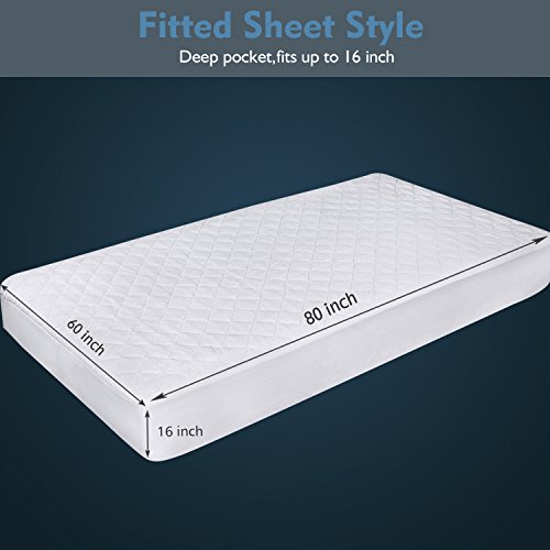 image for Safe and Sound Queen Size Mattress Pad 100% Waterproof Hypoallergenic 