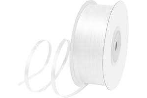 Isaspire 1/8" Width x 100 Yards Satin Ribbon, Double Faced Thin White Ribbon Perfect for DIY Craft, Bows, Gift Wrapping, Flower Bouquet, Valentine's Day, Christmas and Party Decoration