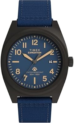 Expedition Capstone TW2Y18200 - Orologio al quarzo da Uomo, 39 mm, Con cinturino in materiale ecologico blu Con quadrante blu
