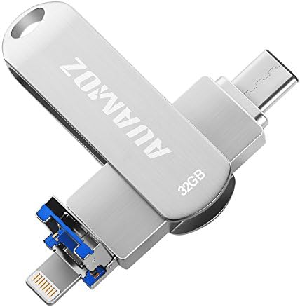 IOS Flash Drive 32GB USB 3.0 Memory Stick with USB 3.1 Type C,AUAMOZ Flash Drive Type C Ready for iPhone Android PC and New MacBook(Silver)