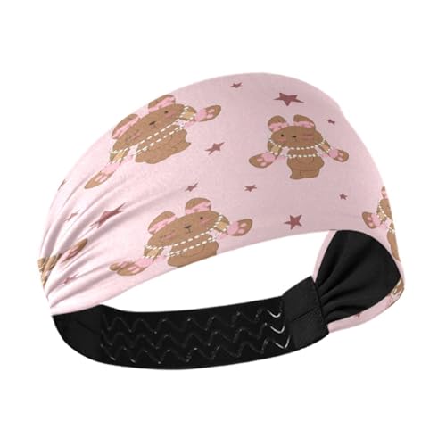 WELLDAY Headbands for Women Bunnies Pink Bows Soft Elastic Non Slip Headbands for Women Running, Wide Women’s Head Band for Thin Hair