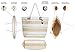 PIER 17 Women's Beach Bags | Extra Large Striped Straw Shoulder Tote with Rope Handle Zipper Closure Inner Pockets
