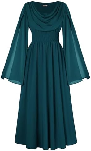 Amazon.com: Windlass Rich Amber Taffeta Medieval Lady of Shallot Dress  Scoop Neckline Wide Sleeves Pleated Waistline Lady in Waiting Dress  (Medium) Multi Colored : Clothing, Shoes & Jewelry