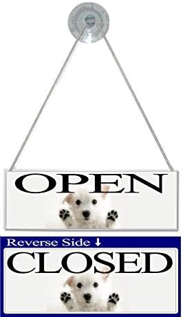 Open &amp; Closed Door Hanging Sign - Puppy Design - Pet Shop / Dog Groomer / Vets / hydrotherapy / Dog services