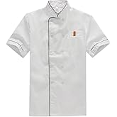 Cabilock Unisex Short Sleeve Chef Coat Lightweight Breathable Catering Shirt for Restaurant Bakery Kitchen Workwear Xl