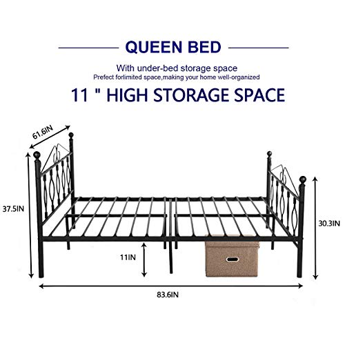 GreenForest Queen Bed Frame Metal Platform Complete Bed Vintage