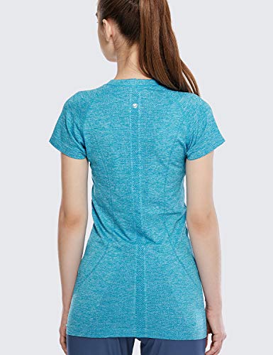 image for CRZ YOGA Seamless Workout Shirts for Women Short Sleeve Plain T-Shirts