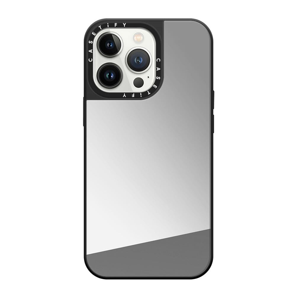 CASETiFY Mirror iPhone 13 Pro Case [Reflective / 4.9ft Drop Protection/Compatible with Magsafe] - Silver On Black