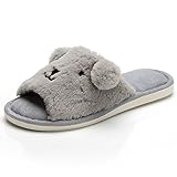 Women's Soft Indoor Clog Slippers Open Toe Plush Memory Foam House Slipper Slip On Cute Animal Indoor Shoe
