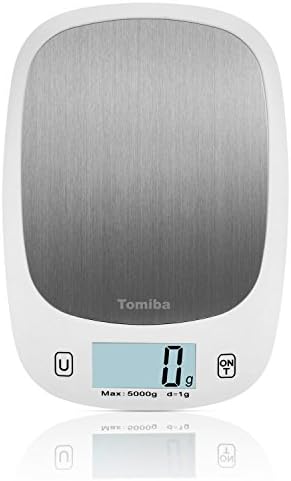 TOMIBA Digital Touch Kitchen Scale 11 lb Food Scale Ultra Slim Easy to Clean Large Display