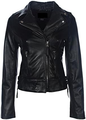 Hryfashion Women Trendy Zippered Leather Jacket HRYBETY-BLACK-US M