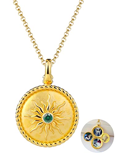 YOUFENG 14K Gold Plated Expanding Photo Locket Necklace that Holds 4 Pictures Pendant Lockets for Women Jewelry Birthday Gifts