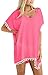 Adreamly Women's Pom Pom Trim Kaftan Chiffon Swimwear Beach Cover Up