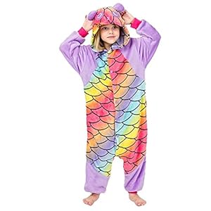 Kids Onesies Pyjama Unisex Visschaal Panda Pyjama Dier Nachtkleding Jumpsuit Zacht Warm Flanel Kind Hooded Homewear…