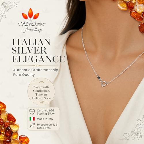 SilverAmber Jewellery UK - Sterling Silver 14" 16" 18" 20" 24" 28" 32" 36" 40" Inch Delicate Italian Curbs, Trace, Snake and other styles Chain Necklace