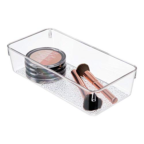 mDesign Plastic Drawer Organizer Storage Tray for Bathroom Vanity, Countertop, Cabinet - Holds Makeup Brushes, Eyeliner, Lip Pencils, Hair Accessories - Textured Base, 6" Wide, 6 Pack - Clear - Thumbnail 5