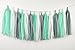 PartyGarden Mint Baby Shower Decorations/Mint Grey White Elephant Baby Shower Supplies TIssue Paper Pom Pom Circle Garland Tassel Garland Mint Bridal Shower Decorations/Mint Grey Birthday Party Decor