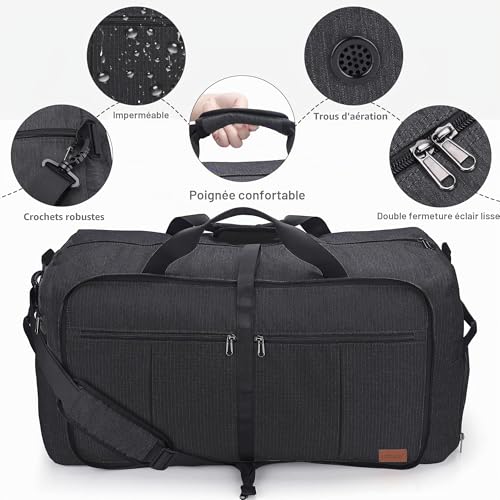 Urtala 80L Foldable Travel Bag for Men and Women, Large Overnight Bag with Shoe Compartment, Waterproof Hand Luggage Bag/Sports Bag
