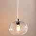 Casamotion Pendant Lighting Handblown Seeded Glass Drop Ceiling Lights, Rustic Globe Hanging Light, Clear, 1 Light