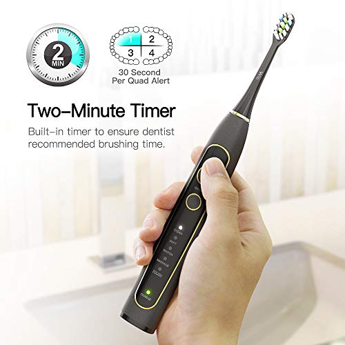 Electric Toothbrush, WIE Rechargeable Auto Sonic Electric Toothbrush with UV Sanitizing Charging Case, Smart Timer, 5 Brushing Modes, IPX7 Waterproof Travel Toothbrush with 6 Replacement Brush Heads - Thumbnail 3