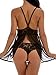 Lingerie for Women Babydoll Sleepwear Set V-Neck Lace Mesh Front Slit Plus Size Chemise