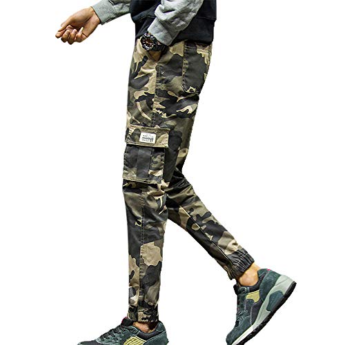 Yoga Pants for Women,Mens Fashion Camouflage Pocket Nine Points Small Feet Looser Casual Pant,Women's Activewear,Khaki,X