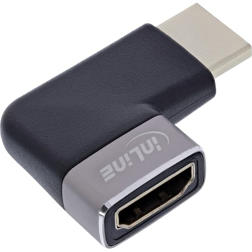 Inline 17991D Adaptateur HDMI A mâle vers Femelle coudé à 90° vers la Droite 8K UHD Contacts plaqués Or Boîtier en Aluminium pour raccordement et rallonge de câbles HDMI