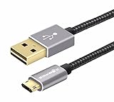 Reversible Braided Micro USB Cable, BlitzWolf 3ft Double Sided Plugable USB Micro B Charger and Data Cord for Android Phone, Samsung Galaxy S6 Edge, Note 5 Edge, HTC M9, Xperia Z3 Z2, Moto X (Black)