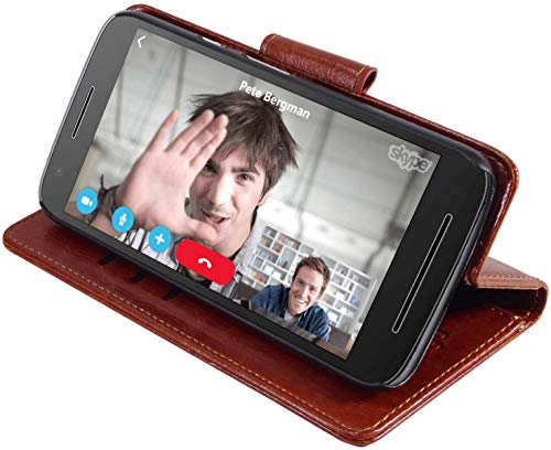 Thinkzy Artificial Leather Flip Cover Case for Redmi 4 (Brown)