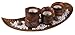 Modern Tabletop Tea Light Set | Black and Brown Theme | Contains 3 Round Leaf Tealight Holders | Pebbles Included With Leaf Shaped Tealight Tray | Beautiful Modern Design | Fits Any Standard Tealight