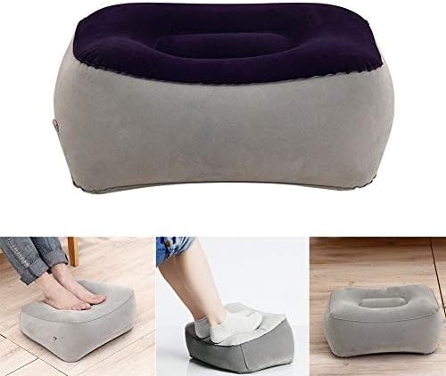 Pestelley Portable Inflatable Foot Rest Pillow Cushion PVC Air Travel Office Home Leg Up Footrest Pillow (Blue, one Size)