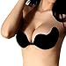 Tidetell Strapless Deep V Wing Breast Pad Push-up Invisible Silicone Bra Black Size B (FBA)