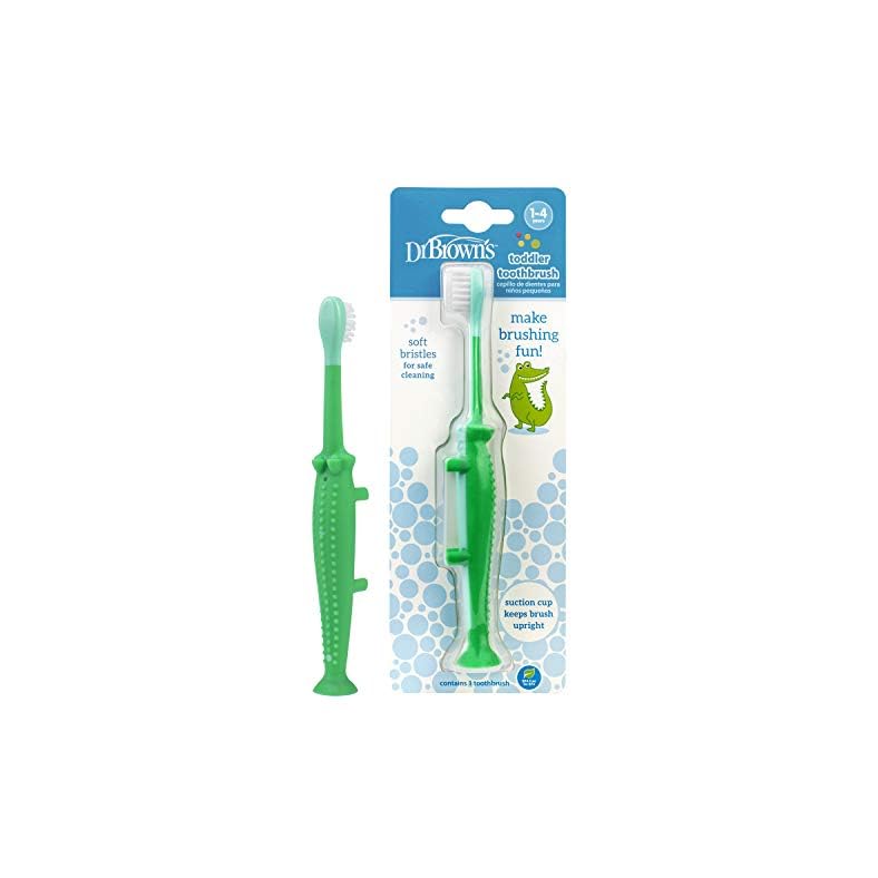 Dr. Brown’s Baby and Toddler Toothbrush, Crocodile 1-Pack, 1-4 Years
