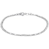 Vanbelle Sterling Silver Jewelry - Rhodium Plated with 925 Stamp - Double Layered Beaded Chain Bracelet - Elegant Handcrafted for Women - 7.5" long