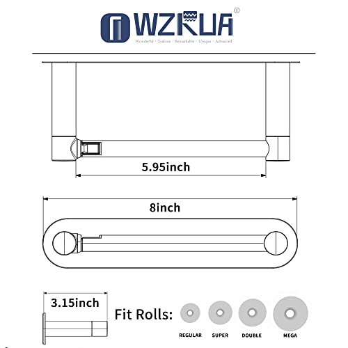 WZRUA Toilet Roll Holder Self Adhesive, Double Post Pivoting Stick On Toilet Paper Holder, Chrome Stainless Steel No Drilling Paper Holder for Bathroom