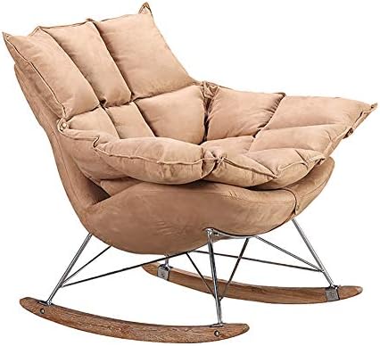 HYXL FASHION Wooden rocking armchair Footrest stool Lounge Eames sofa chairs,Nordic Patio balcony Rocking chair Bedroom Nap Sleepy Office chair Lazy couch Ottoman set-C 60x75x79cm(24x30x31)