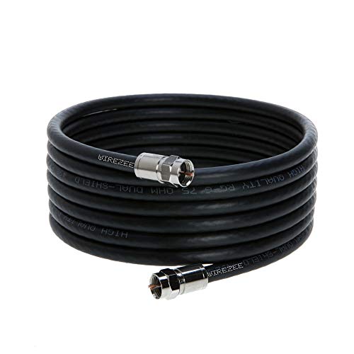 Coaxial F Type RG6 Cable Coax HDTV Wire Double Shielded Patch Cord 25ft, 50ft, 100ft (25FT, Black)
