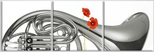 HORN/MUSICAL INSTUMENT ready to hang 3 panel set digital wall print mounted on fiberboards/better than canvas prints SIZE: XS/S/M/L (2) 8"x8"x0.8"(each panel)X3Panels)