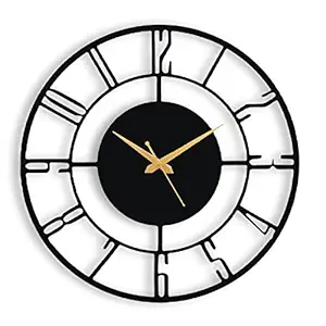 Arabs Morden Metal Wall Clock For Living Room Bedroom Office Kitchen Stylish Analog Wall Clock For Home And Hall Designer Big Size Modern (50 Cm) (Black)