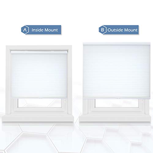 Grandekor Cordless Shades Cellular Blinds Light Filtering Honeycomb Blinds and Shades for Window 34 inch x 36 inch White