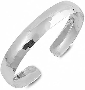 Hammered Minimalism Solid Sterling Silver Adjustable Bracelet Cuff Width 10mm