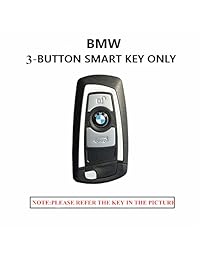 WAFERN - Funda de piel para llave de BMW de 3 botones, sin llave, con llavero trenzado y llaveros, Cuero, S