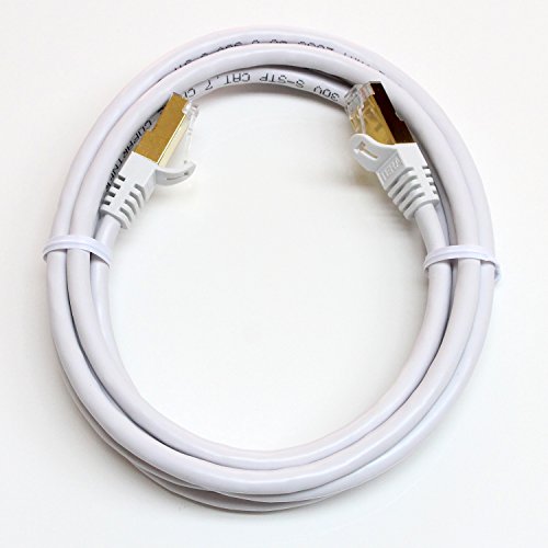 Tera Grand - Premium CAT7 Double Shielded 10 Gigabit 600MHz Ethernet Patch Cable for Modem Router LAN Network - Built with Gold Plated & Shielded RJ45 Connectors, 7 Feet White - Thumbnail 4