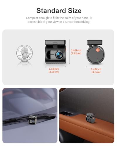 KAWA 2K 1296P QHD Mini Car Camera, Voice Control Dashcam, G-Sensor, Free 32GB TF Card, Built-in WiFi, APP Control, WDR/3D DNR Night Vision, 24H Parking Mode