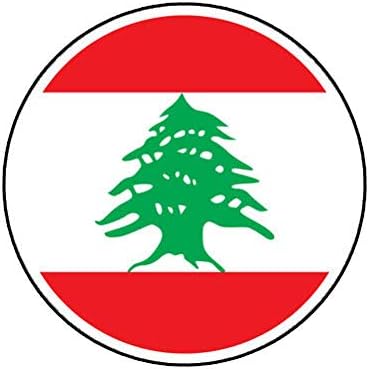 MAGNET Round Lebanese Flag Lebanon Magnetic Vinyl Car Fridge Sticks to any Metal Surface 5"