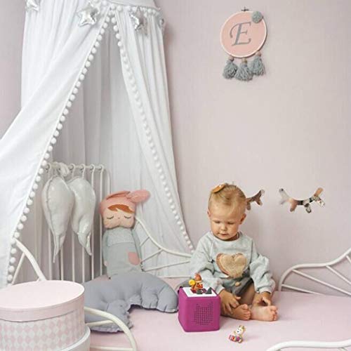 MSOO Kids Bedroom Princess Lace Bedding Round Dome Bed Canopy Deco Bed nets (White)