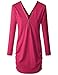 Doublju Womens Long Sleeve V-Neck Zip-up Front Back Sexy Shirring Detail Party Dress