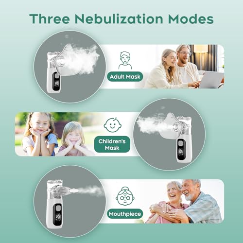 Berrlly Quiet Inhaler for Children and Adults, Portable Inhaler and Inhaler with Fine Mist, Lightweight and Compact, Easy Cleaning, Accessories for the Whole Family, for Home and Travel