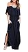 MIDOSOO Womens Side Slit Off Shoulder Ruffled Long Maxi Dress with Pockets