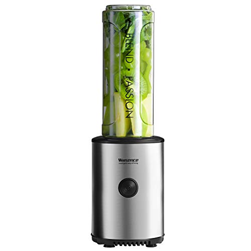 Smoothie Blender, Willsence Personal Blender 300W Single Serve Blender Stainless Steel Smoothie Mixer with BPA Free Travel Bottle and Protective Sleeve, Food Grade Blades